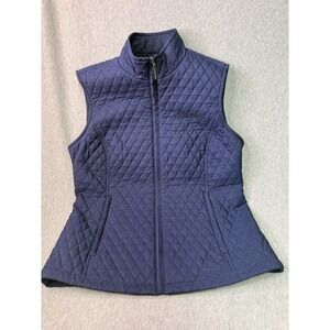 Cadillac Women's Quilted Puffer Vest Navy Blue Full Zip Lightweight Size M